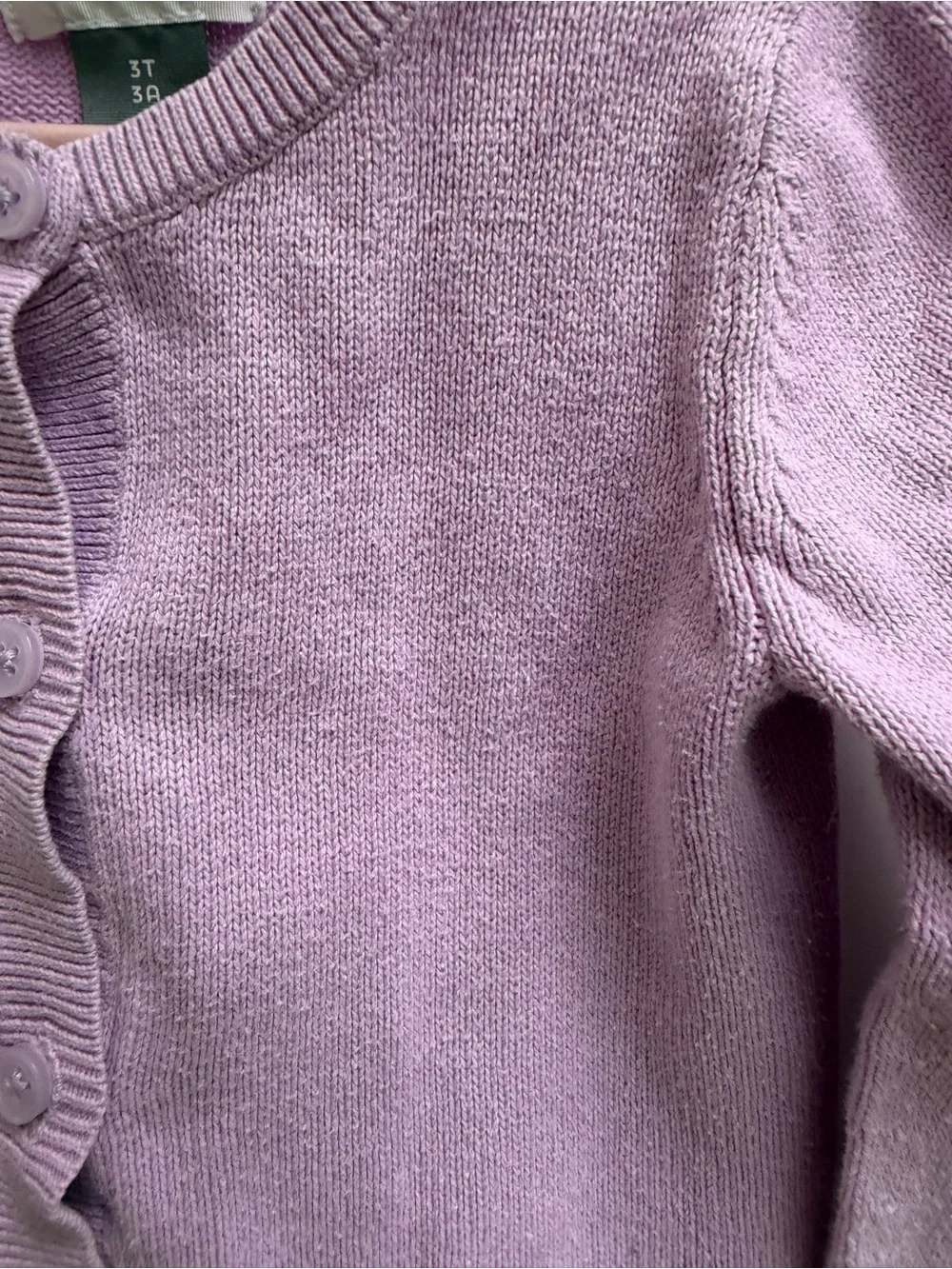 Old Navy Girls 3T Lavender Purple Crewneck Button Down Cardigan Sweater